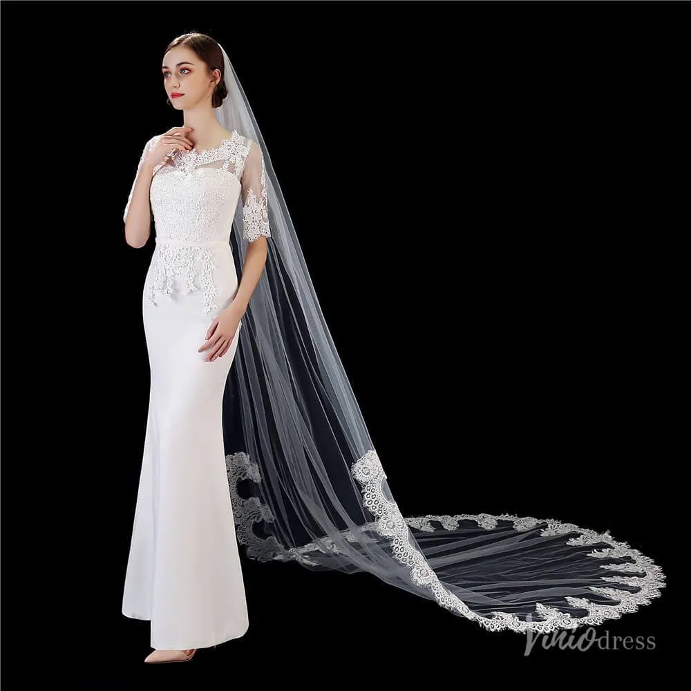1 Tier Lace Cathedral Veil Viniodress TS1917
