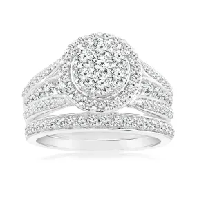 1.30 Carat Diamond Bridal Ring Set in 10ct White Gold