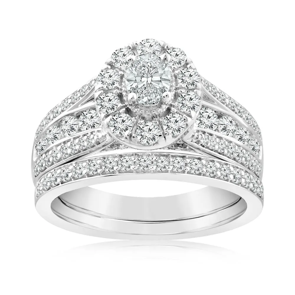 1.40 Carat Diamond Bridal Set in 10ct White Gold