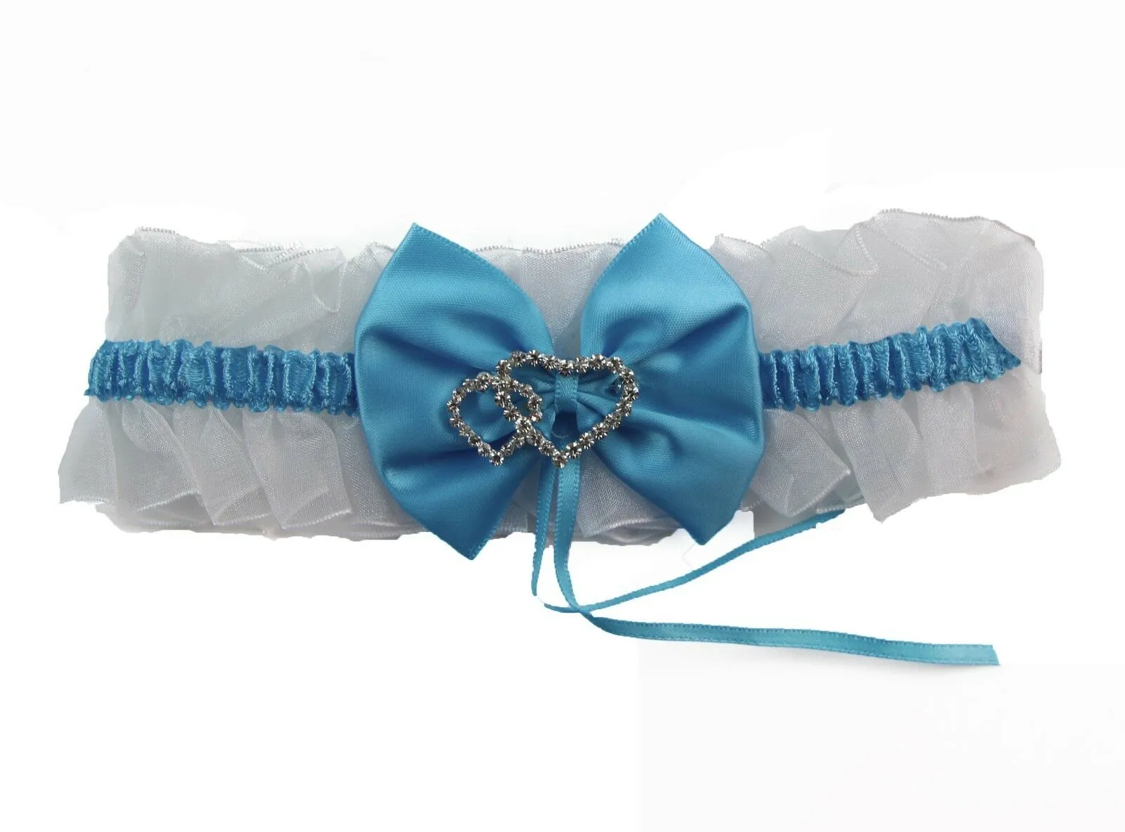 3 x Bridal Garter Wedding Lace Satin Crystal Heart Leg Band Diamante