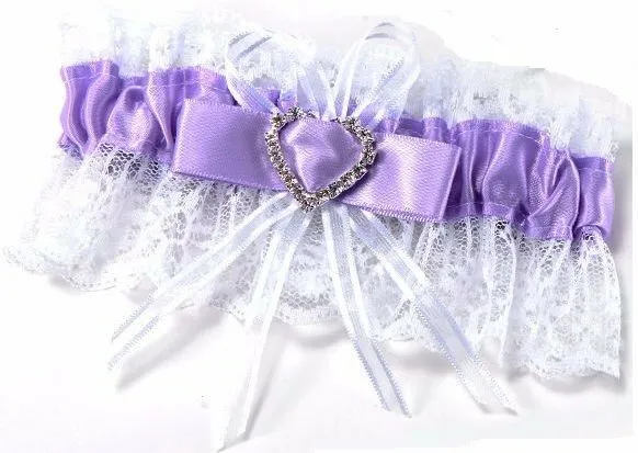 3 x Bridal Garter Wedding Lace Satin Crystal Heart Leg Band Diamante