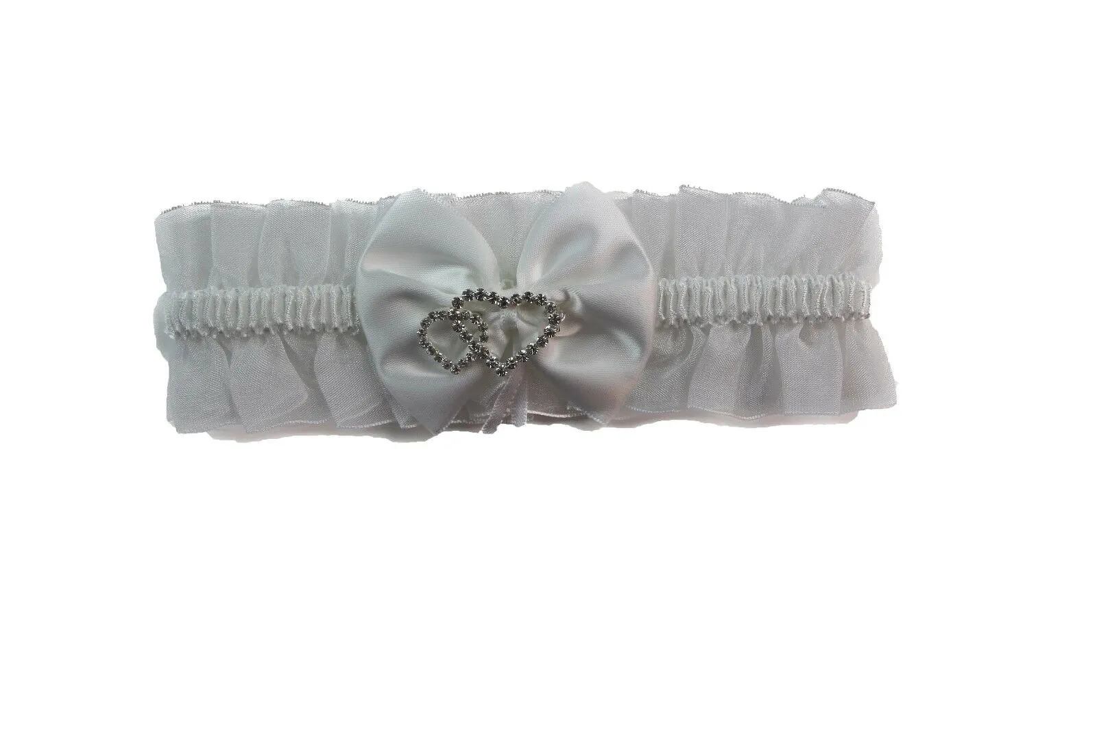 3 x Bridal Garter Wedding Lace Satin Crystal Heart Leg Band Diamante