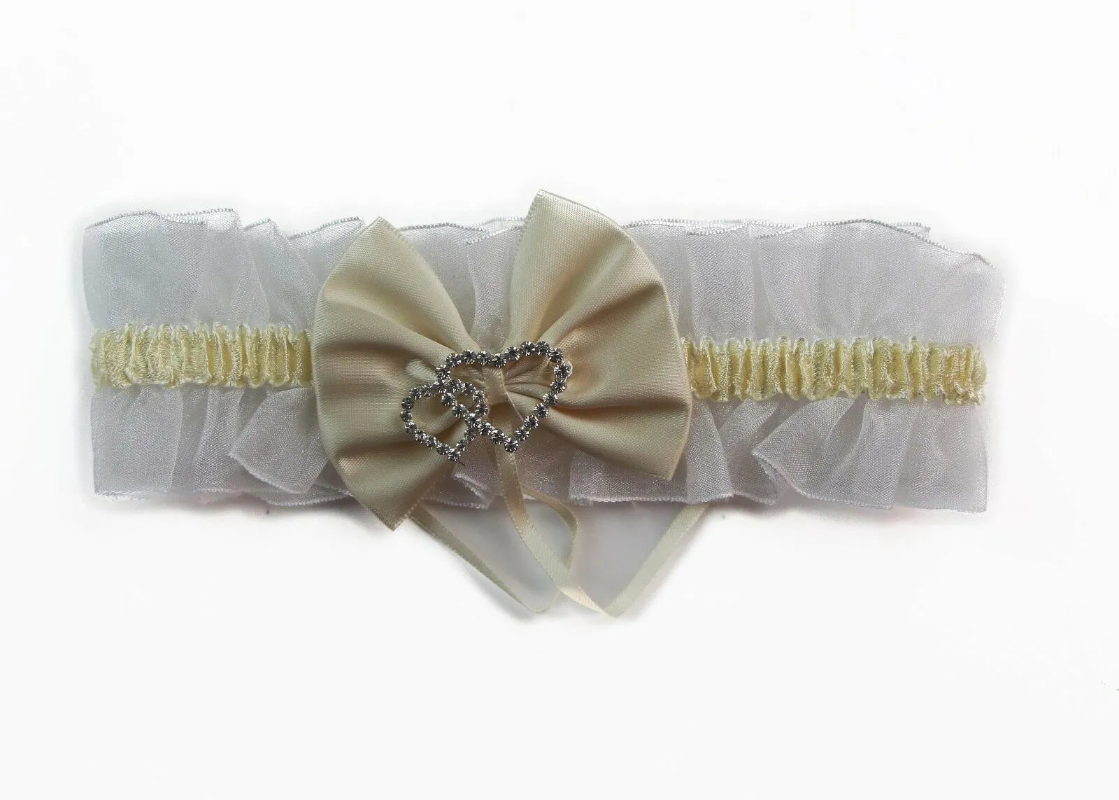 3 x Bridal Garter Wedding Lace Satin Crystal Heart Leg Band Diamante