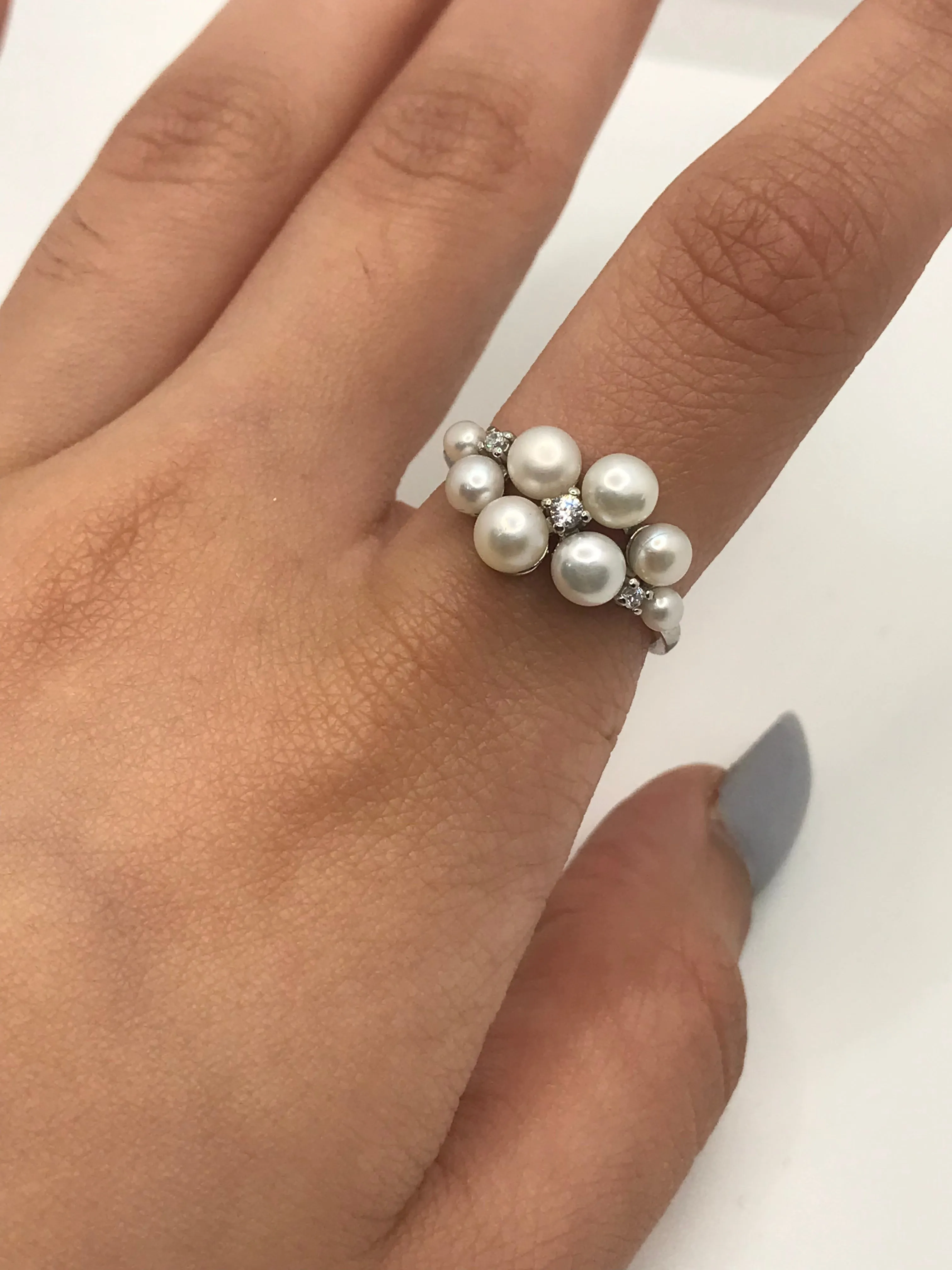 925 Sterling Silver pearl ring