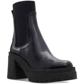 Aldo Womens Big Mood Leather Block Heel Mid-Calf Boots