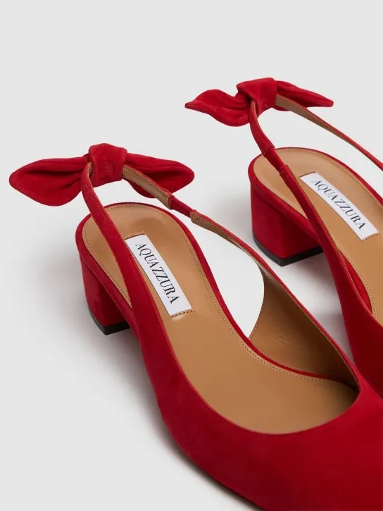 Aquazzura   35mm Very Bow Tie suede slingbacks 