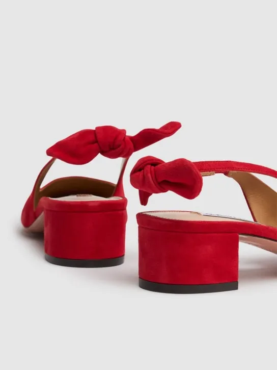 Aquazzura   35mm Very Bow Tie suede slingbacks 