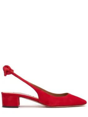 Aquazzura   35mm Very Bow Tie suede slingbacks 