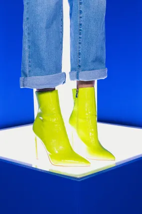 AZALEA WANG LIFE OF THE PARTY STILETTO BOOTIE IN NEON LIME