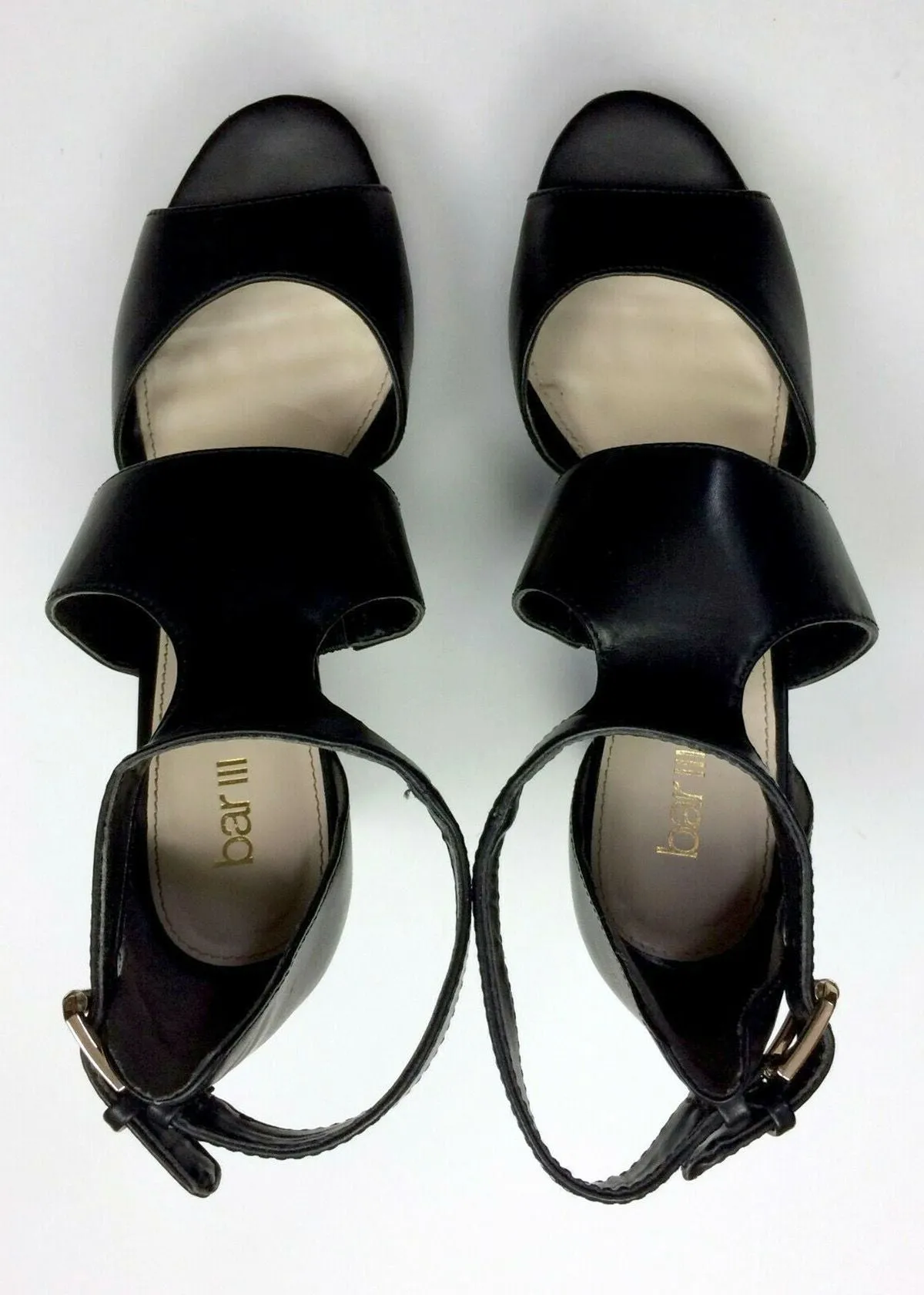 Bar III Size 9.5 Black Wedge Platform Sandals