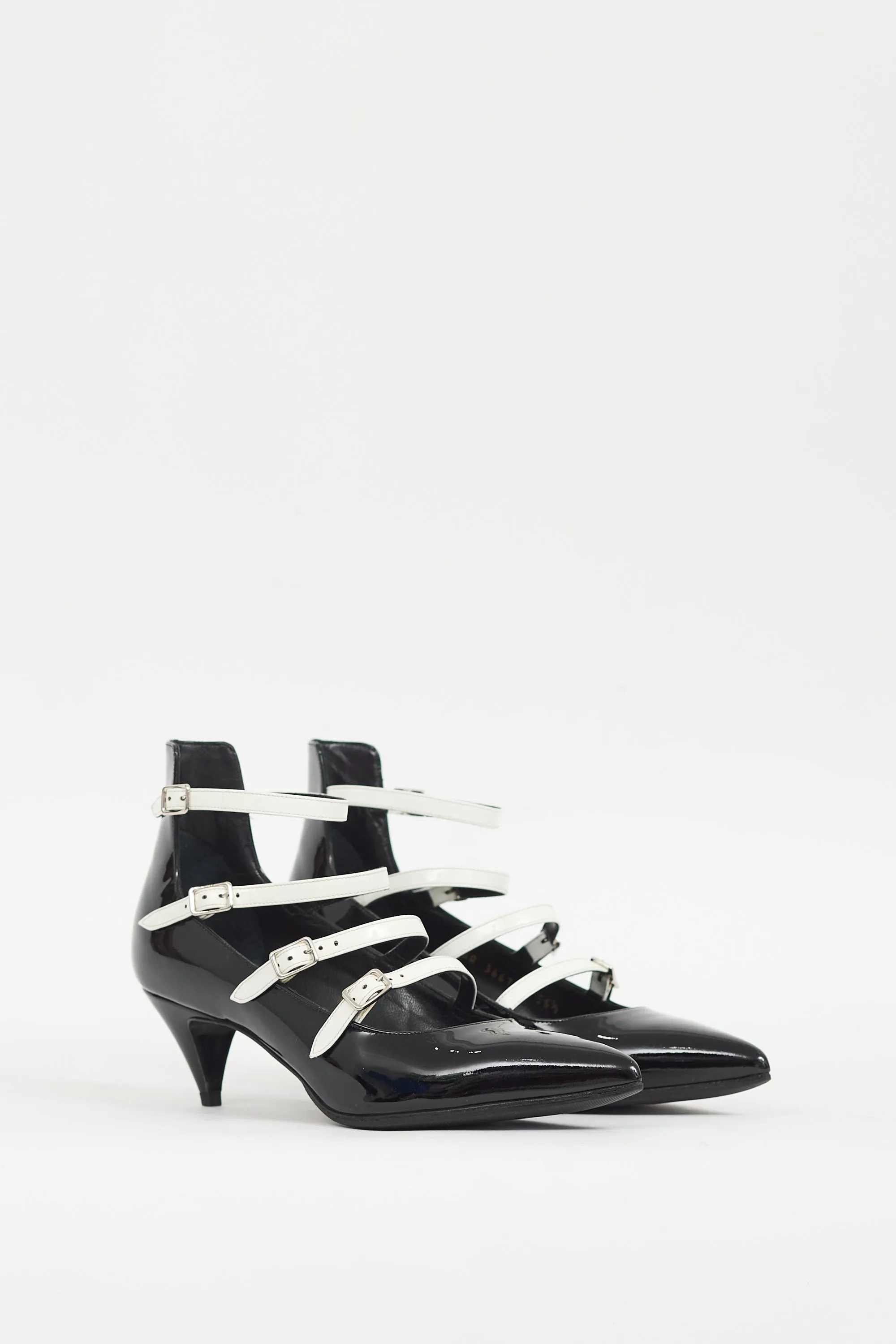 Black & White Patent Strappy  Pump