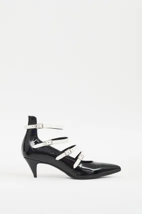 Black & White Patent Strappy  Pump