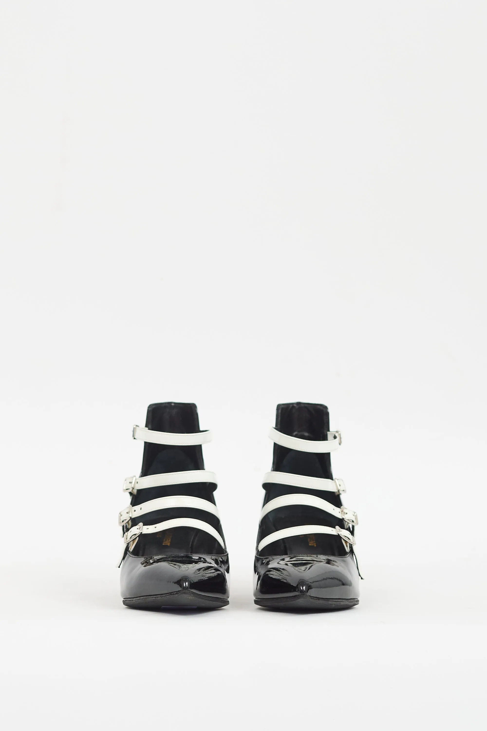 Black & White Patent Strappy  Pump
