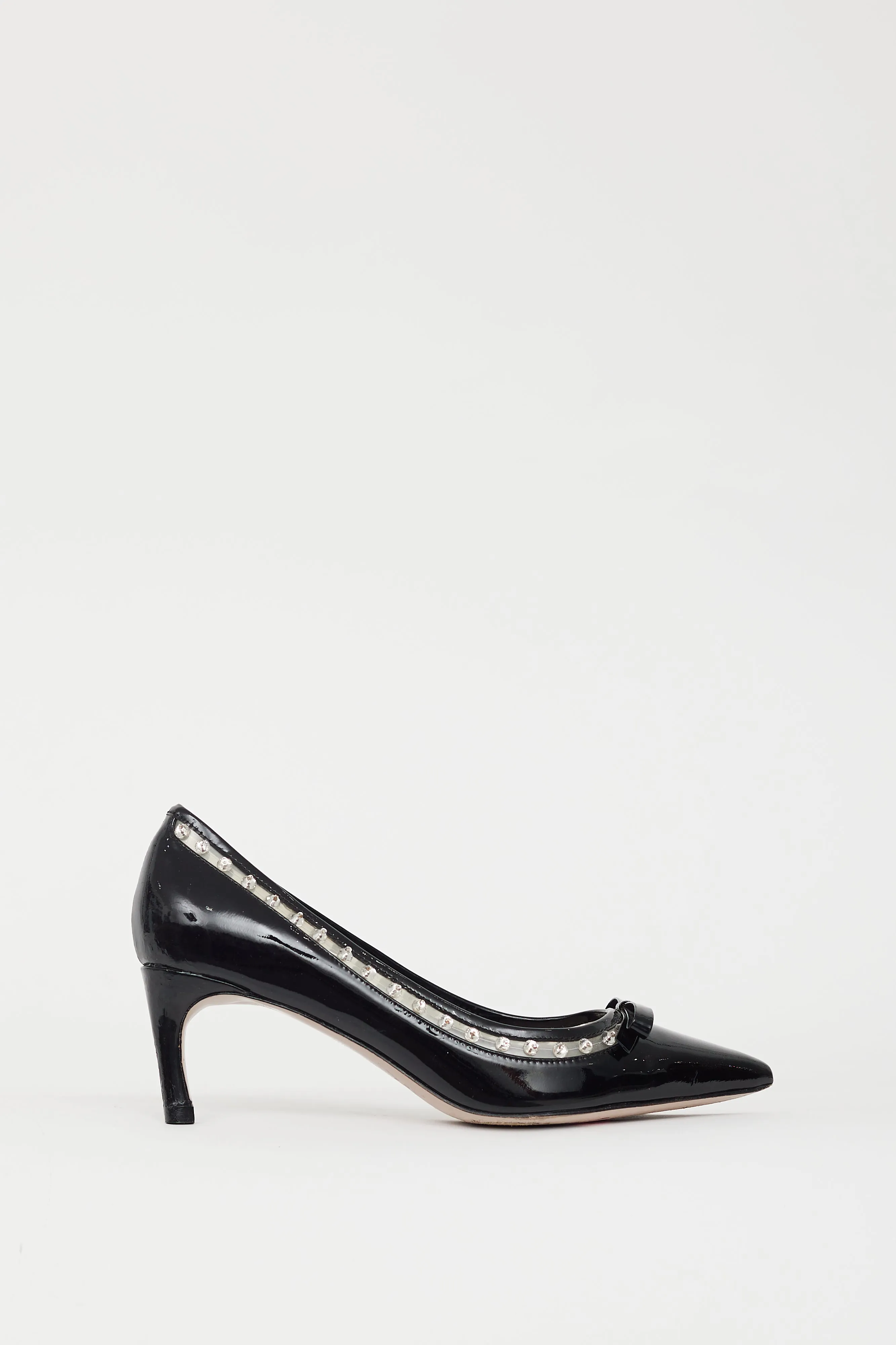 Black Patent & Crystal Embellished Pump