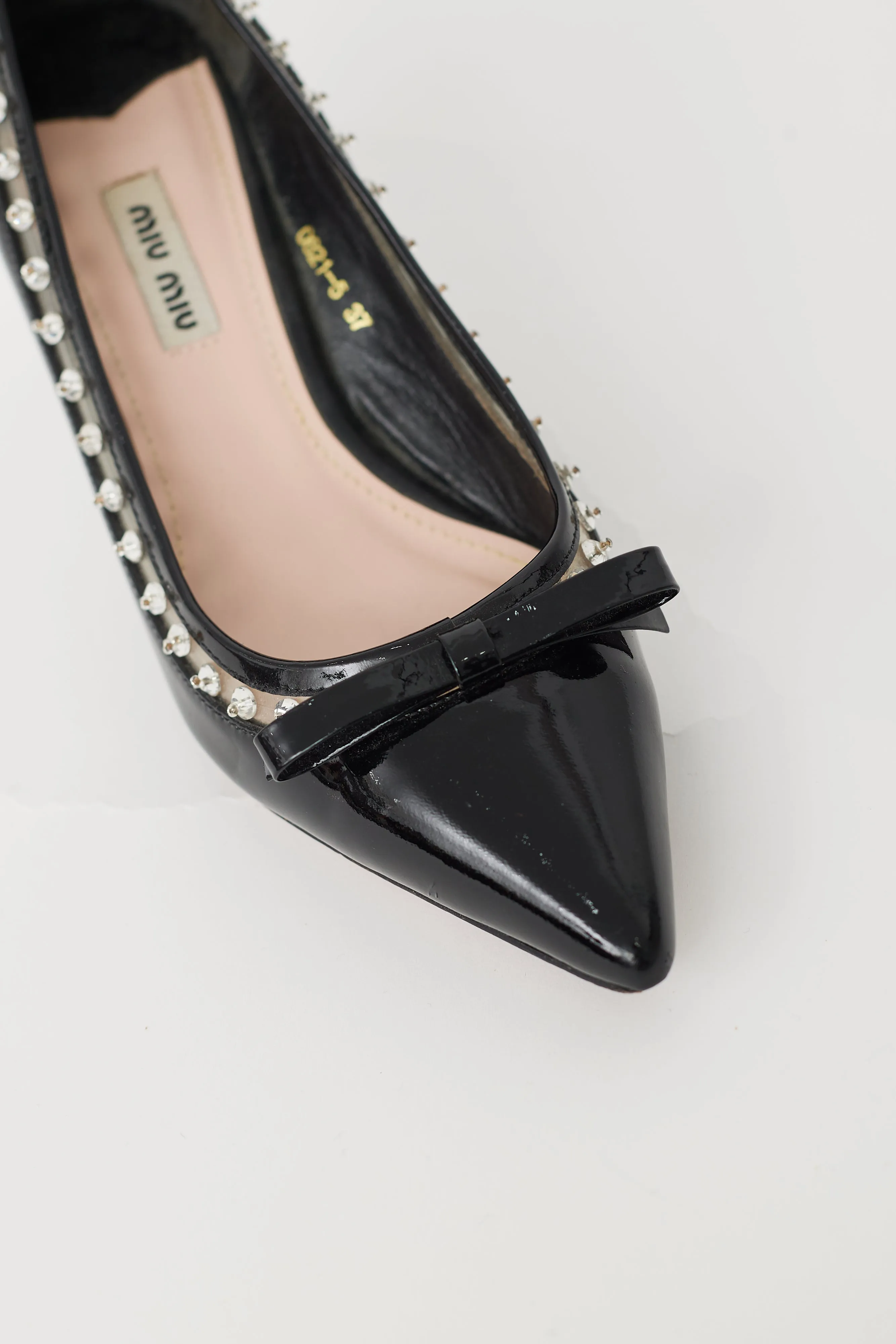 Black Patent & Crystal Embellished Pump