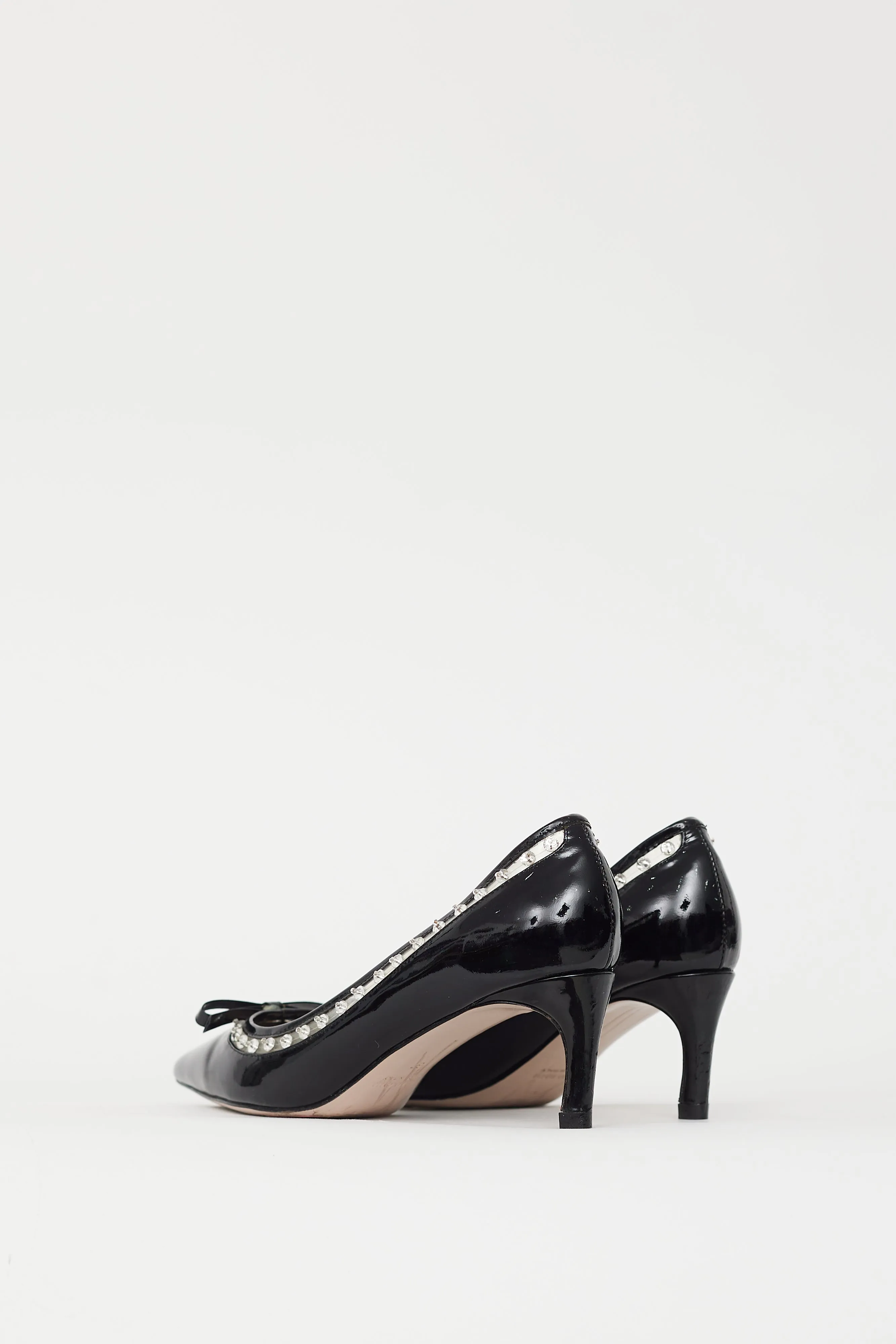 Black Patent & Crystal Embellished Pump