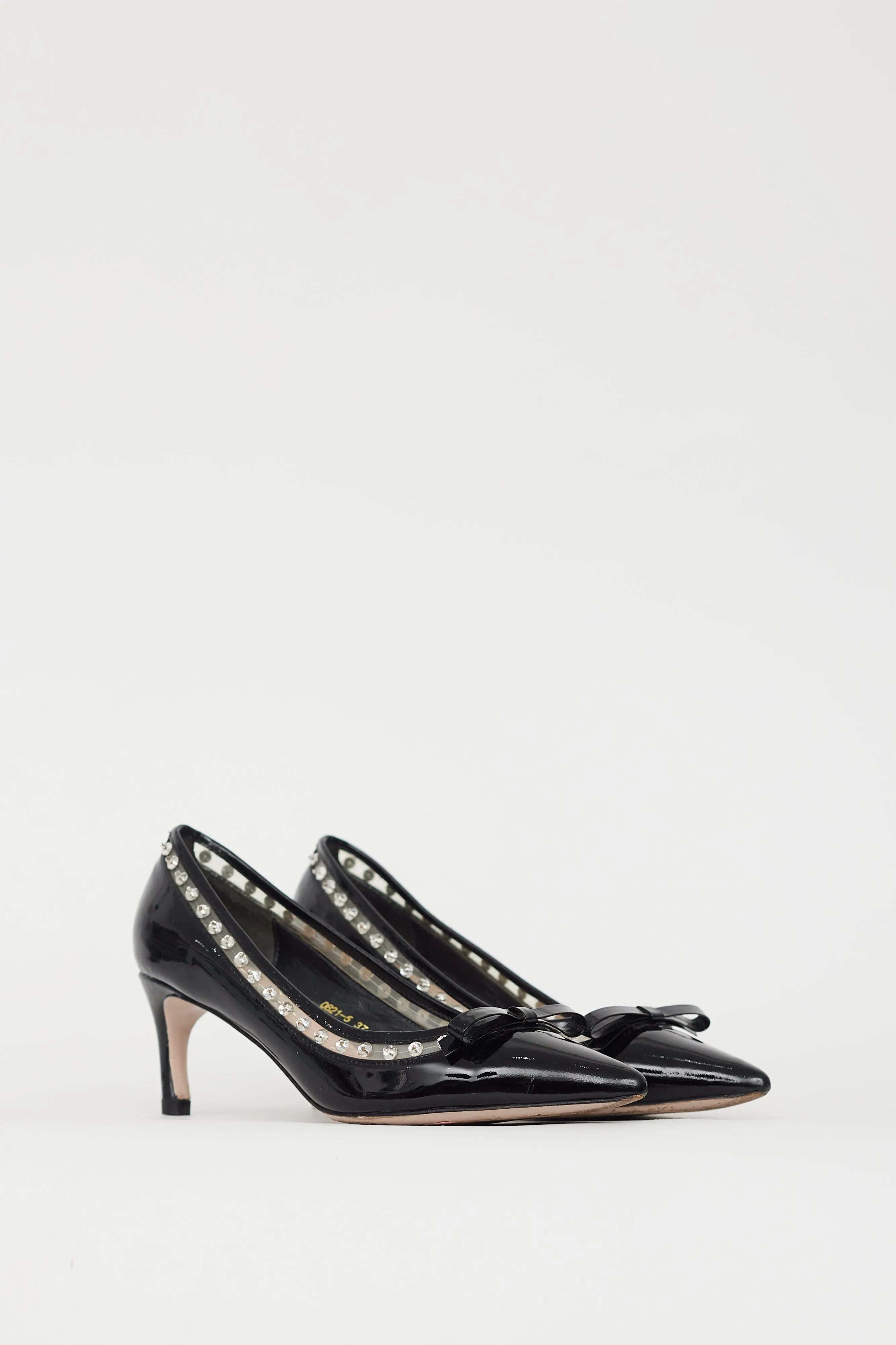 Black Patent & Crystal Embellished Pump