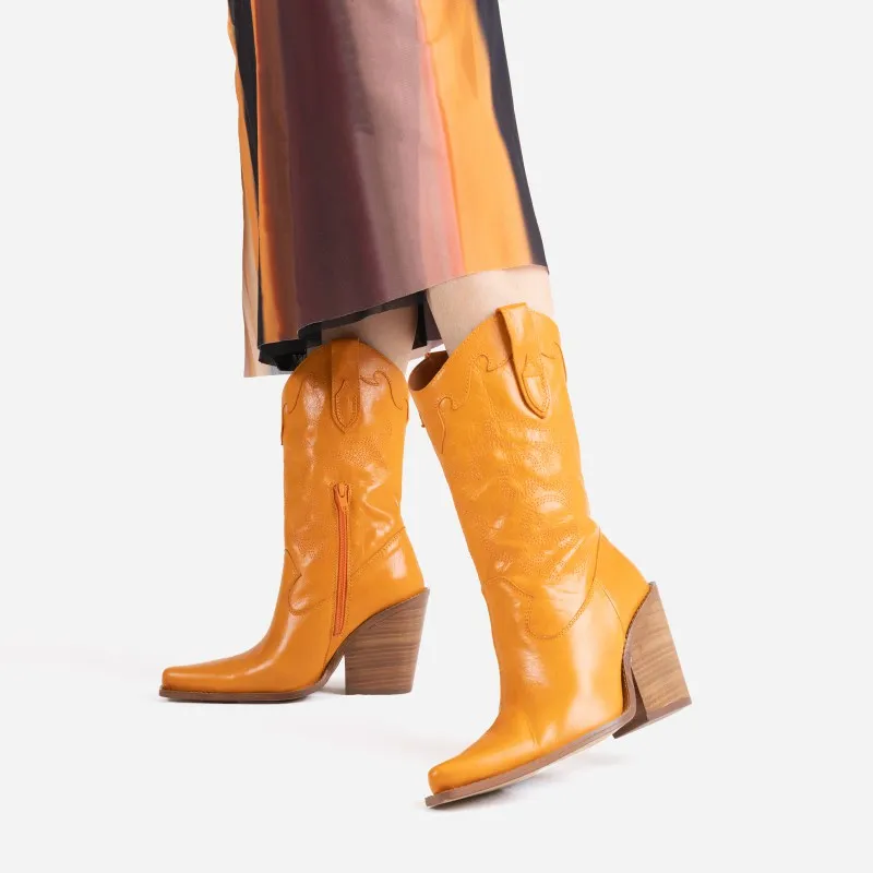 Bonderia Orange Western Boots