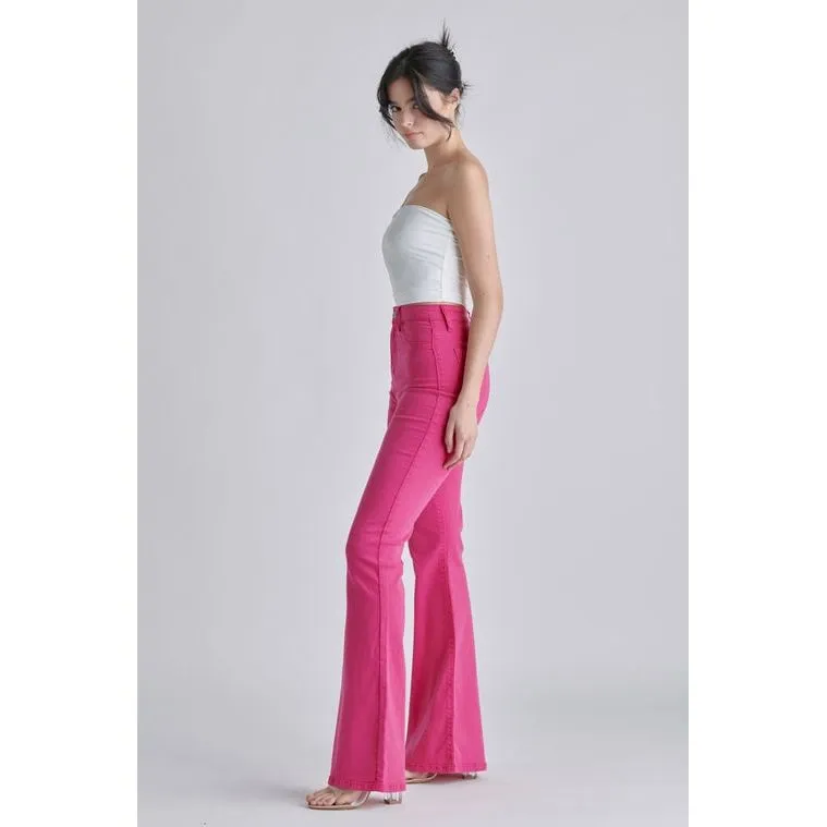 Cello High Rise Super Flare with Clean Hem Pink