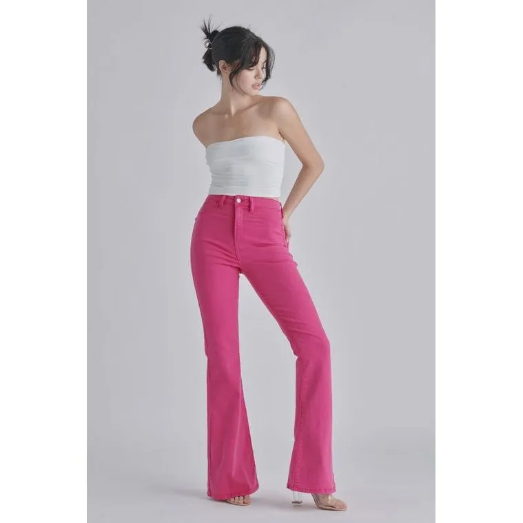 Cello High Rise Super Flare with Clean Hem Pink
