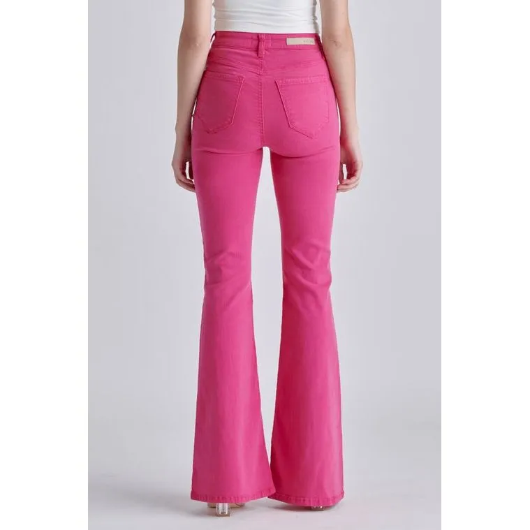 Cello High Rise Super Flare with Clean Hem Pink
