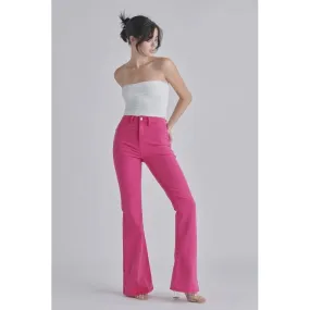 Cello High Rise Super Flare with Clean Hem Pink