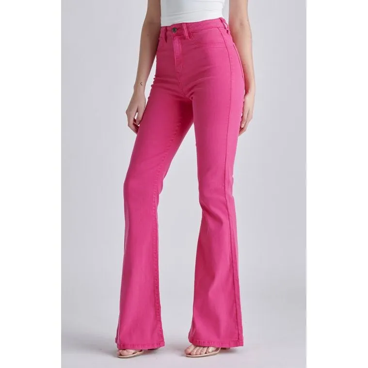 Cello High Rise Super Flare with Clean Hem Pink