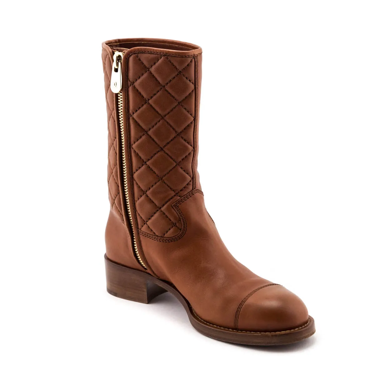Chanel Caramel CC Logo Mid Calf Boots Size US 11 | EU 41