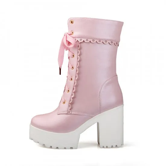 Chunky Lace Platform Boots