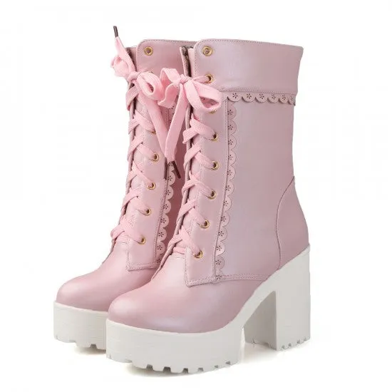 Chunky Lace Platform Boots