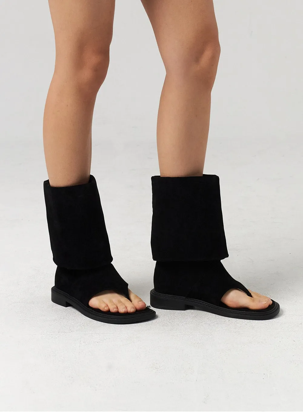 Cut Out Toe Mid-Calf Boots CL310