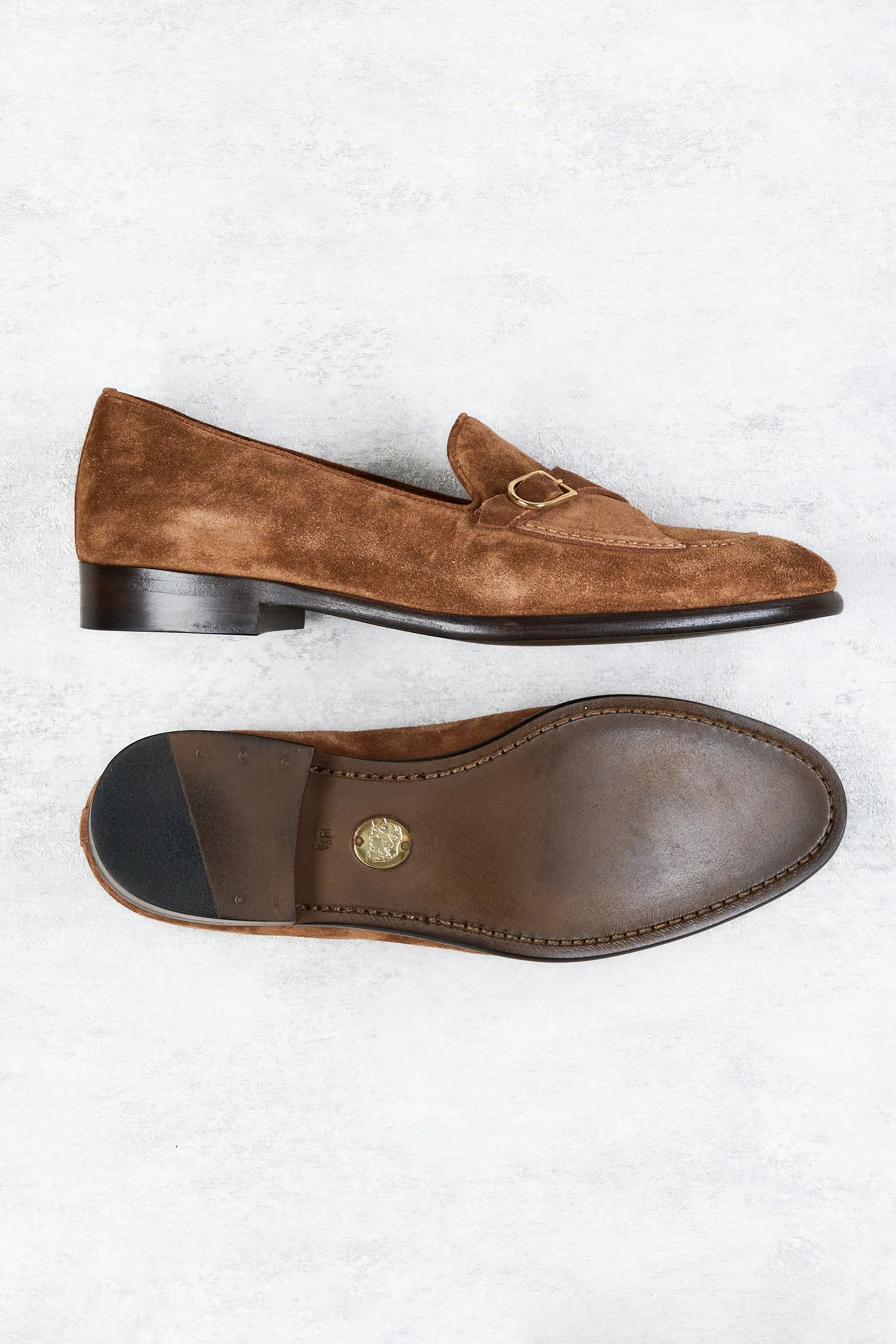 Edhen St.Louis Light Brown Suede Single-Monk Strap Loafers