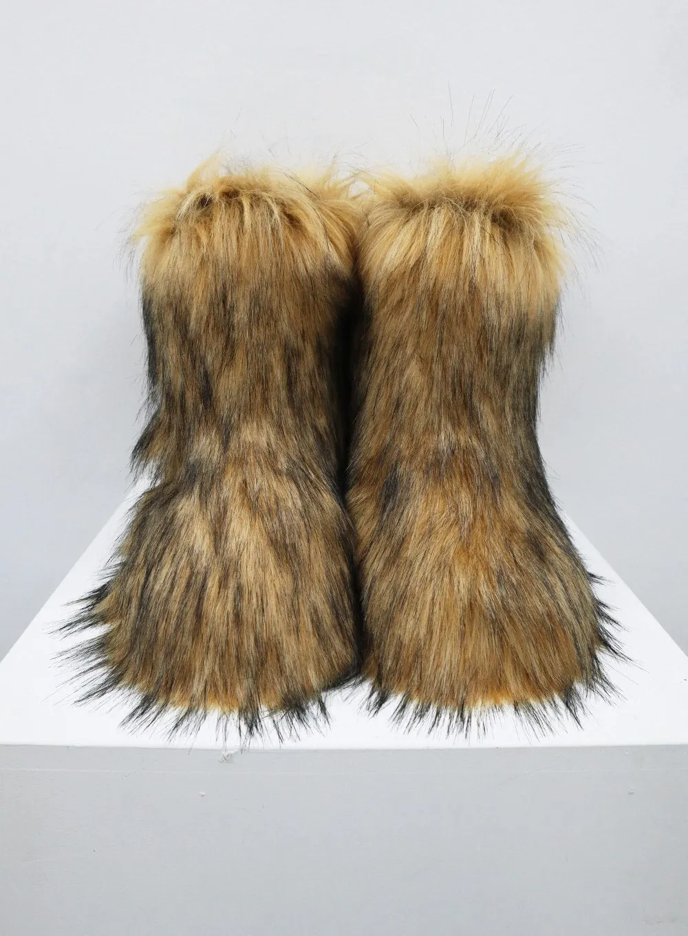 Faux Racoon Fur Mid-Calf Boots CO13