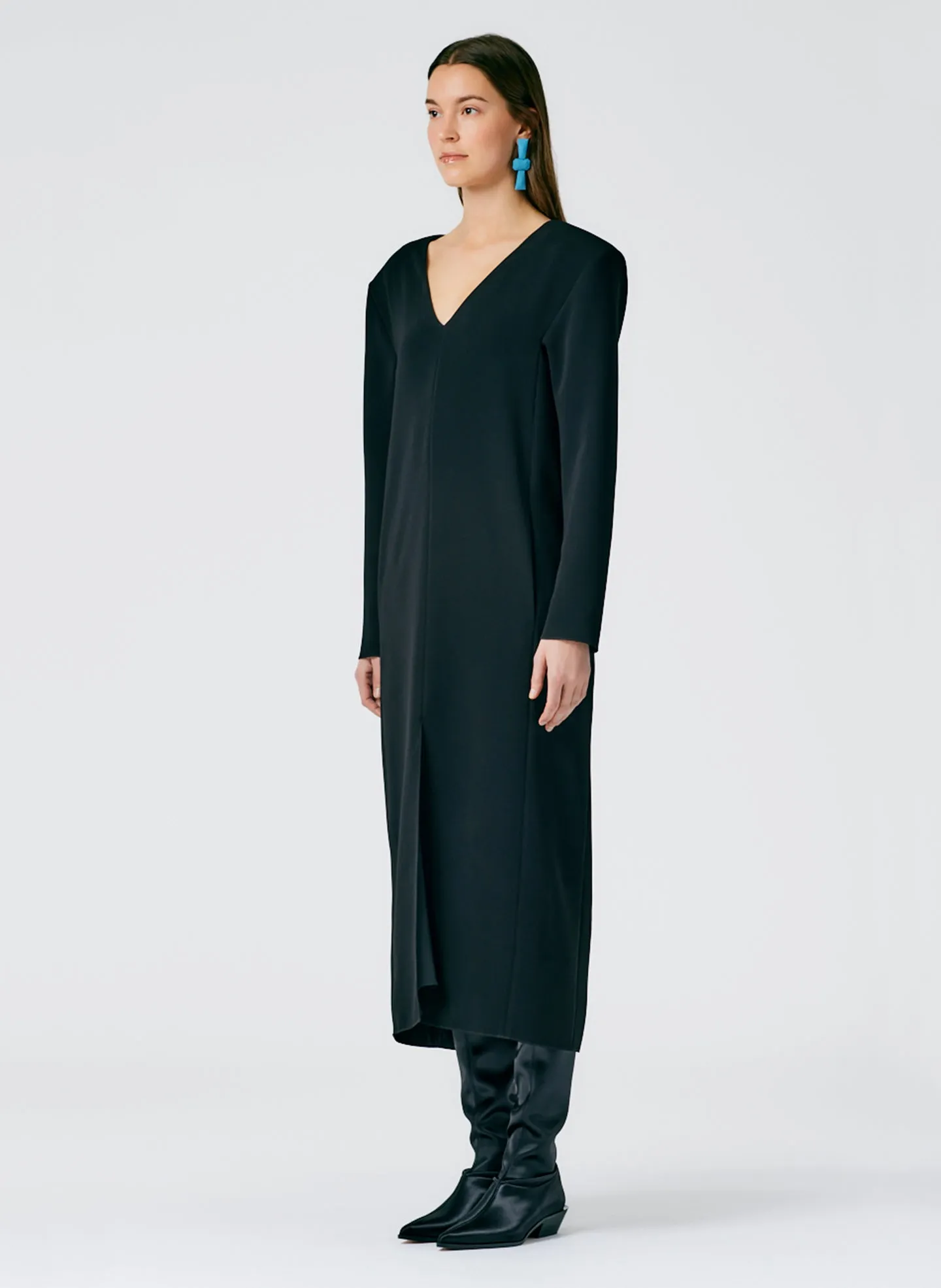 Fluid Drape V-Neck Dress
