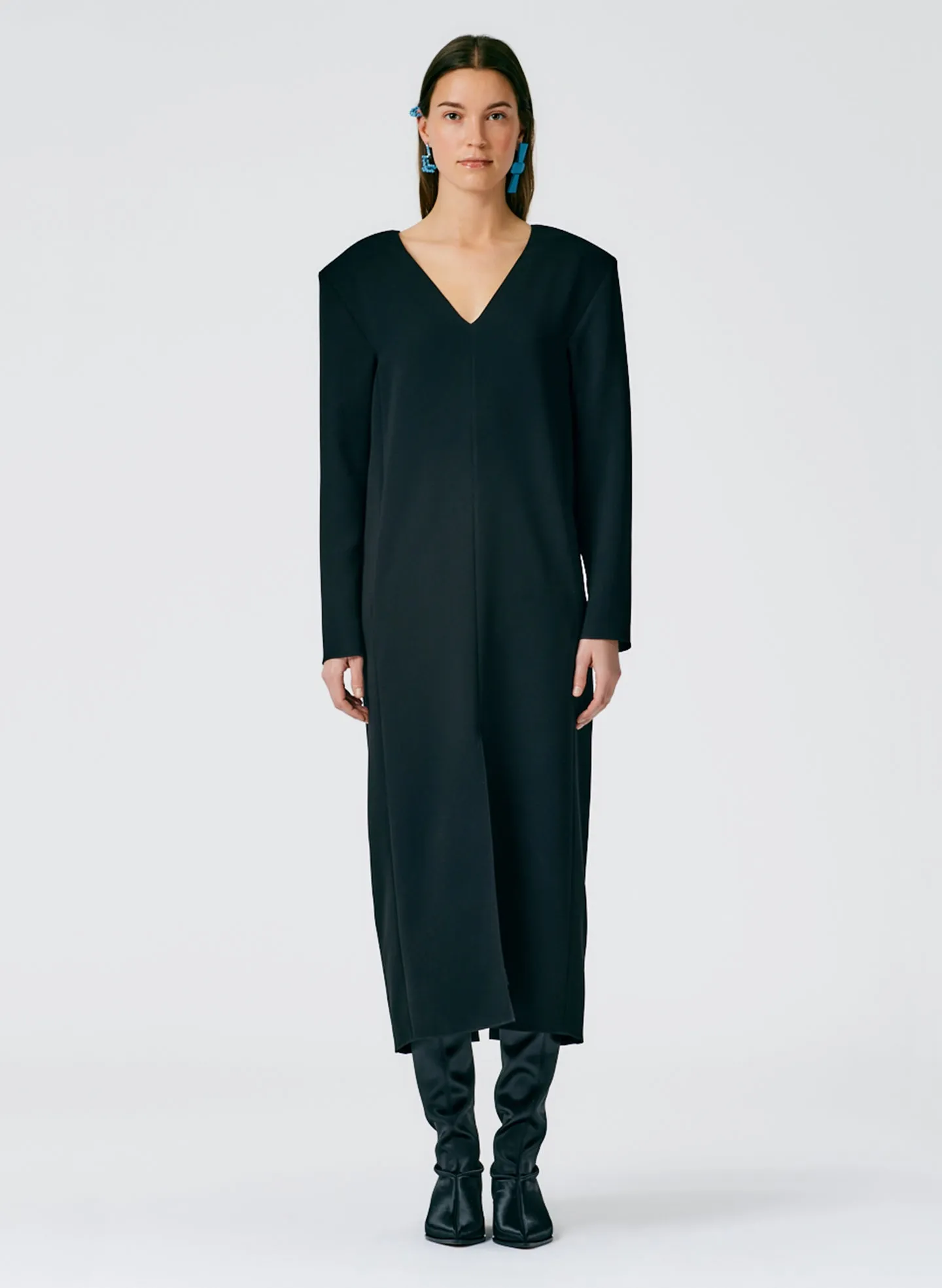 Fluid Drape V-Neck Dress