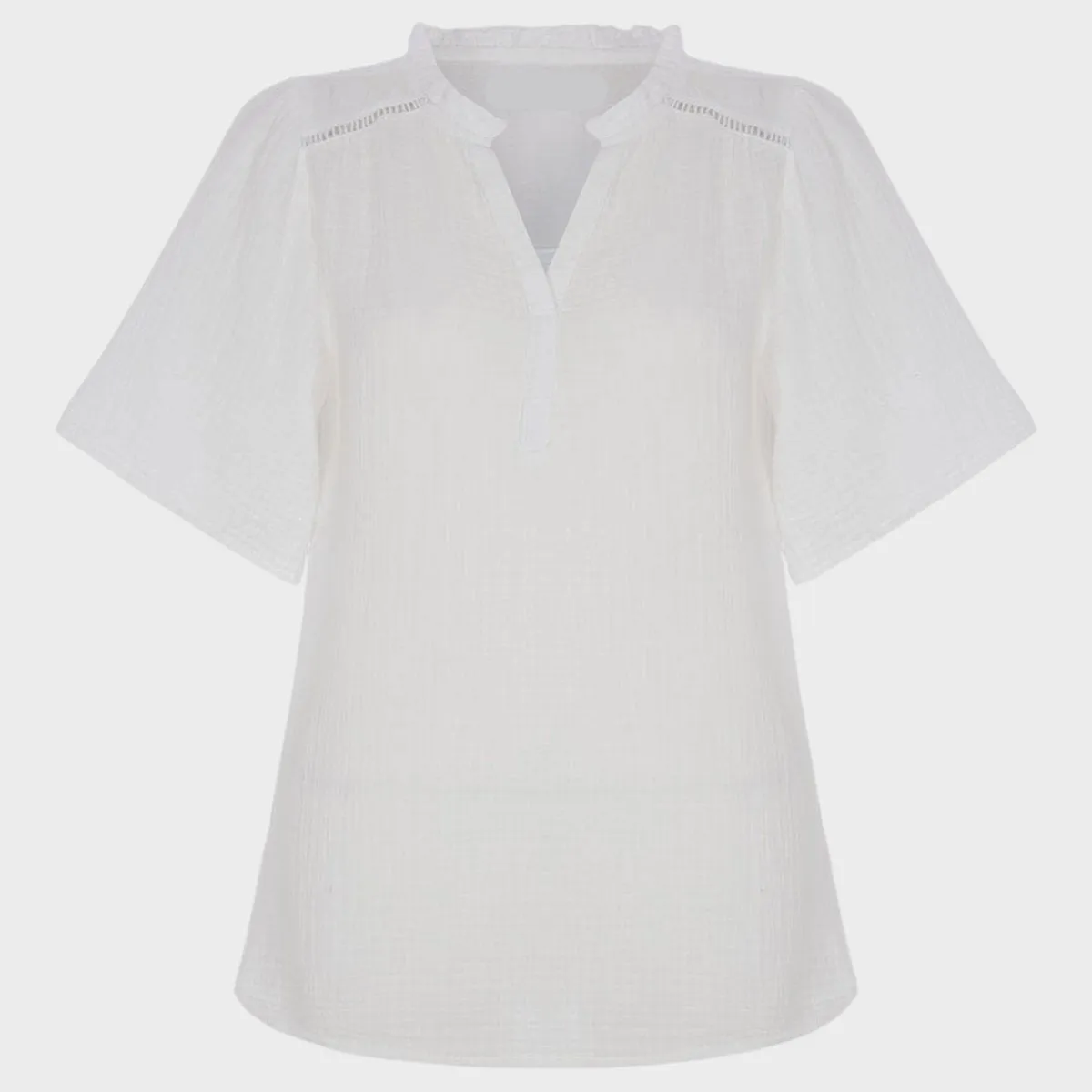 Ladies Double Cloth V-Neck Blouse