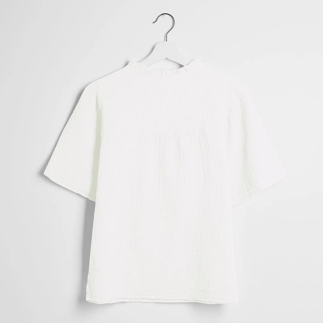 Ladies Double Cloth V-Neck Blouse