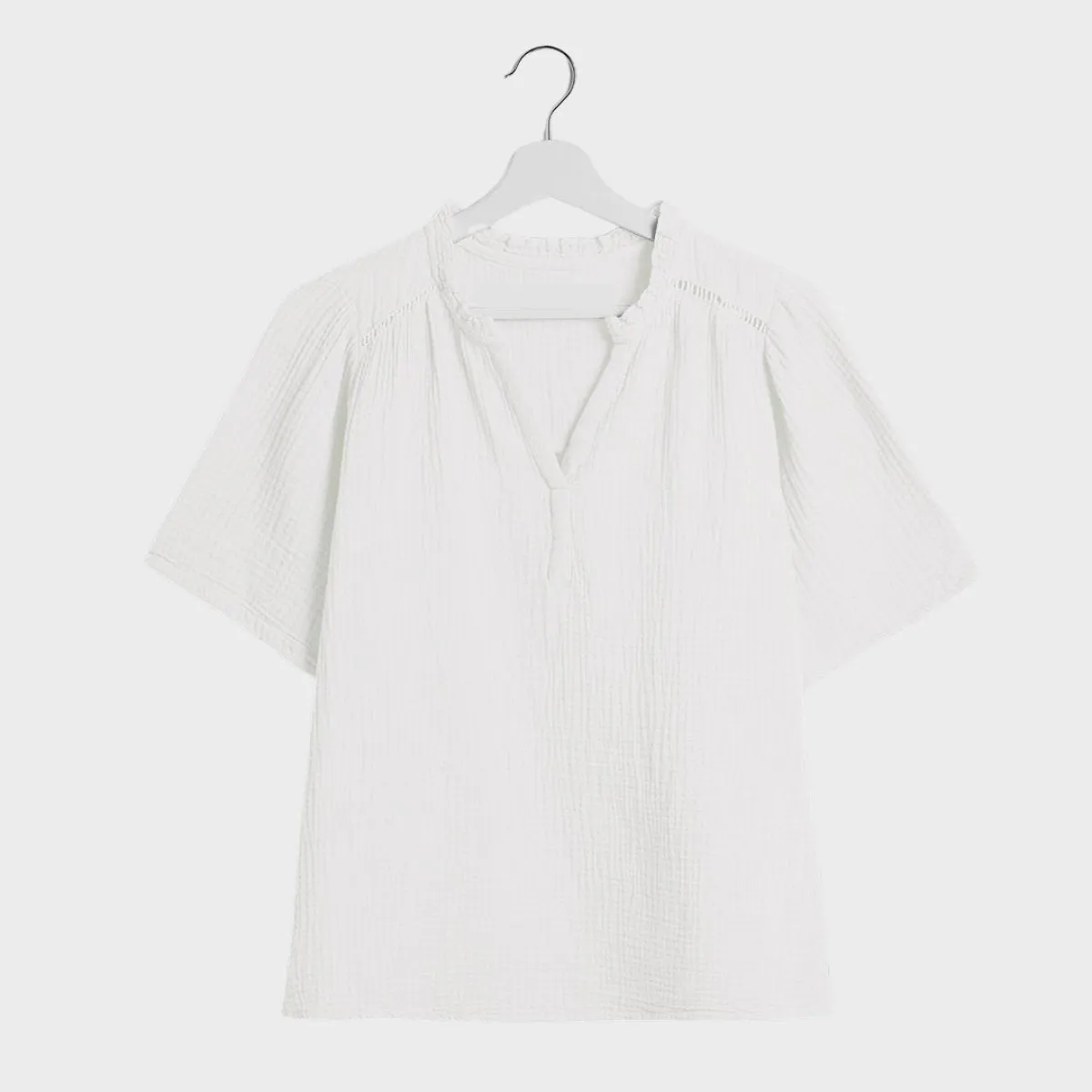 Ladies Double Cloth V-Neck Blouse