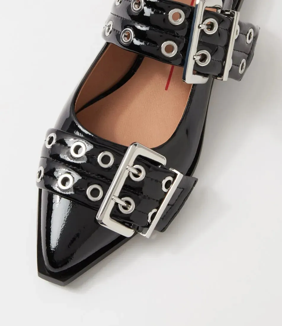 Larra Black Patent Leather Flat Shoes