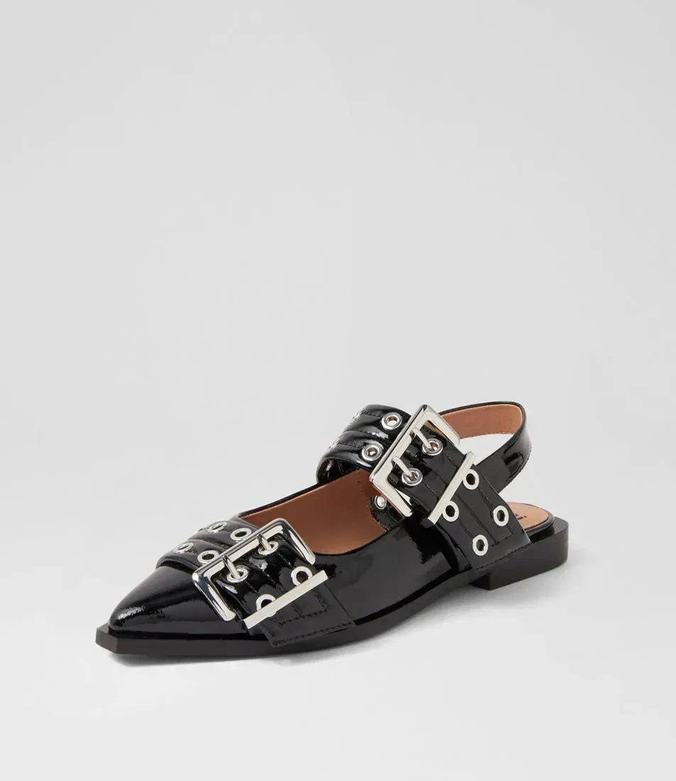 Larra Black Patent Leather Flat Shoes