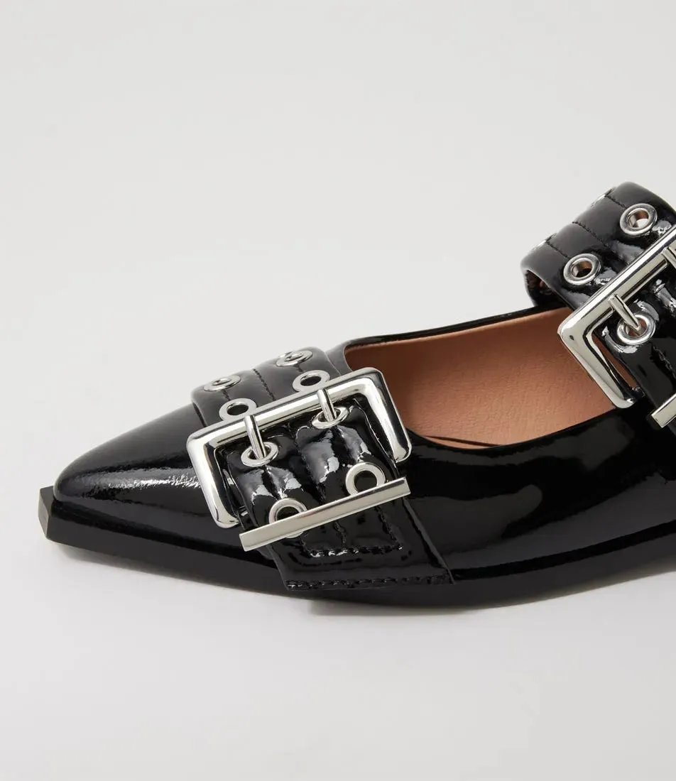 Larra Black Patent Leather Flat Shoes