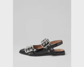 Larra Black Patent Leather Flat Shoes