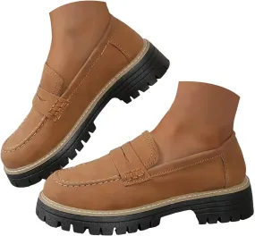 Loafers for Women 2024 Comfortable,Casual Lightweight Round Toe Orthopedic Platform Loafers Slip-On Walking Shoes