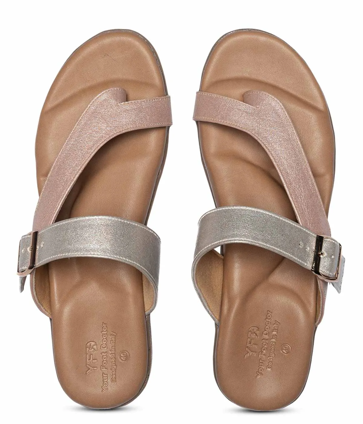 Ortho Flat Feet Pink Strap Sandal With Medial Arch Support