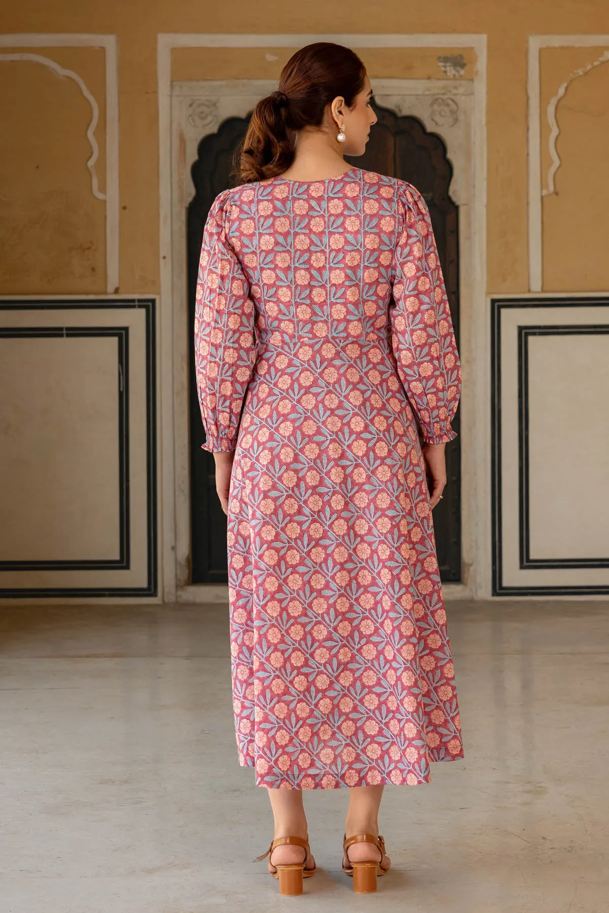 Pink Peri Blockprinted Dress