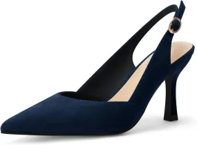 Rilista Women's Slingback Kitten Heels Closed Pointed Toe Wedding Party Dress Pumps Shoes