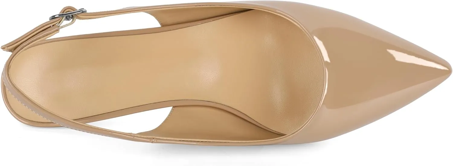 SAMMITOP Womens Slingback Kitten Heels Closed Pointed Toe Low Heels Slip On Comfortable Work Pumps Dress Shoes 1.4 Inch