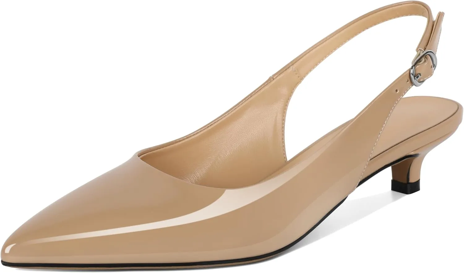 SAMMITOP Womens Slingback Kitten Heels Closed Pointed Toe Low Heels Slip On Comfortable Work Pumps Dress Shoes 1.4 Inch