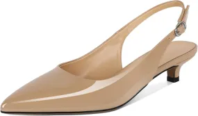 SAMMITOP Womens Slingback Kitten Heels Closed Pointed Toe Low Heels Slip On Comfortable Work Pumps Dress Shoes 1.4 Inch