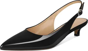 SAMMITOP Womens Slingback Kitten Heels Closed Pointed Toe Low Heels Slip On Comfortable Work Pumps Dress Shoes 1.4 Inch